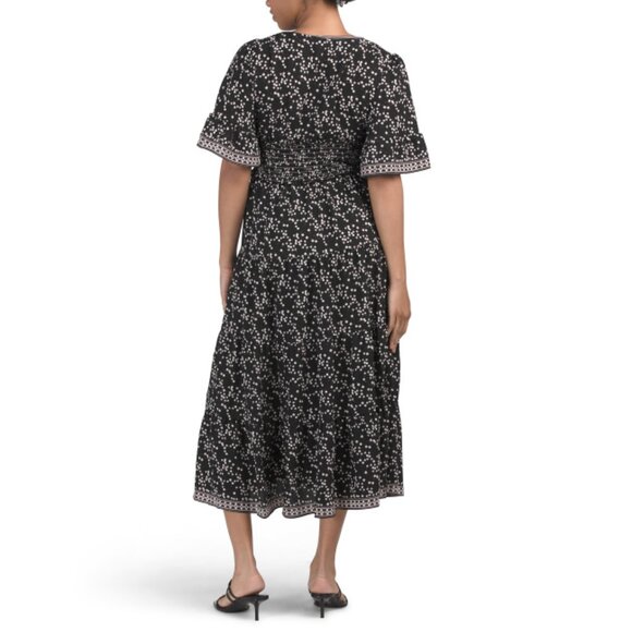 MAX STUDIO Black Bell Sleeve Surplice Front Tiered Maxi Dress - Picture 2 of 2